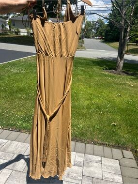 Haute Hippies Sleeveless halter neck evening gown  dark tan